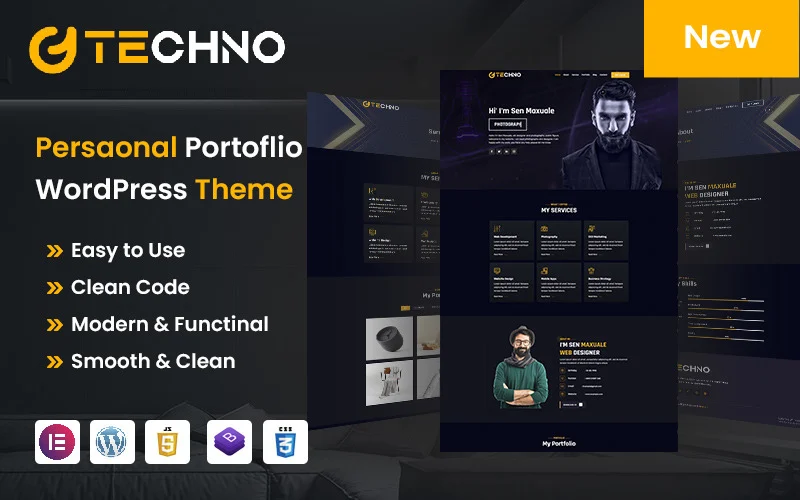 Thème WordPress pour portfolio personnel Techno