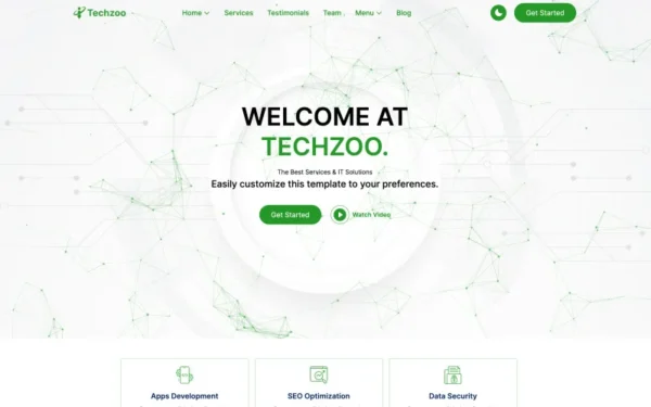 Techzoo - Modèle de page de destination réactive pour solutions informatiques et services aux entreprises