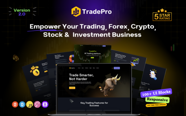 TradePro - Le modèle HTML ultime pour le trading, le Forex, les cryptomonnaies et les sites d'investissement