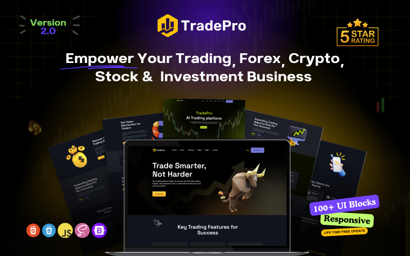 TradePro – Le modèle HTML ultime pour le trading, le Forex, les cryptomonnaies et les sites d’investissement