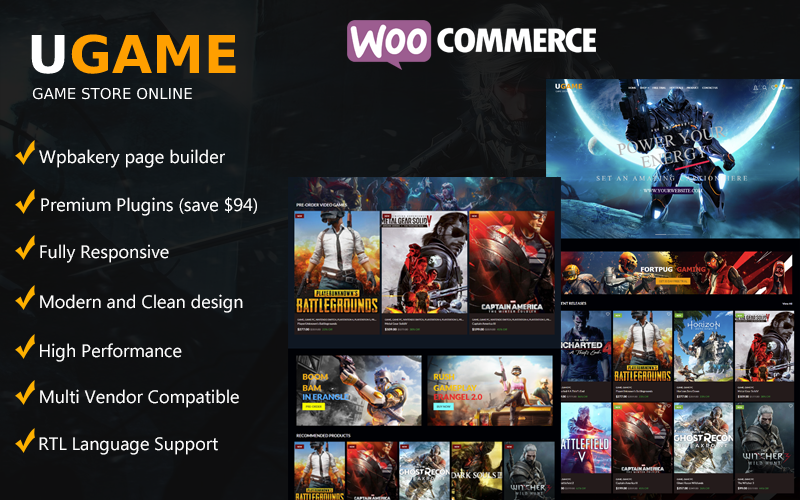 Ugame – Thème WooCommerce pour boutique de jeux