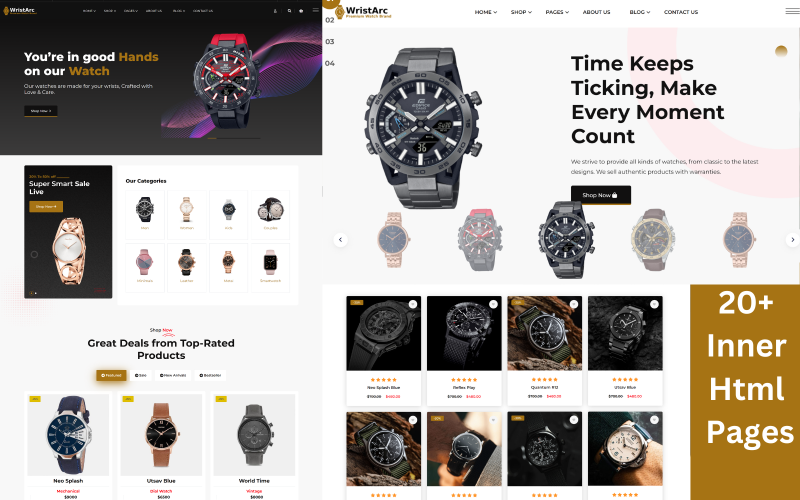 WristArc – Modèle de site Web HTML pour le commerce électronique de montres premium