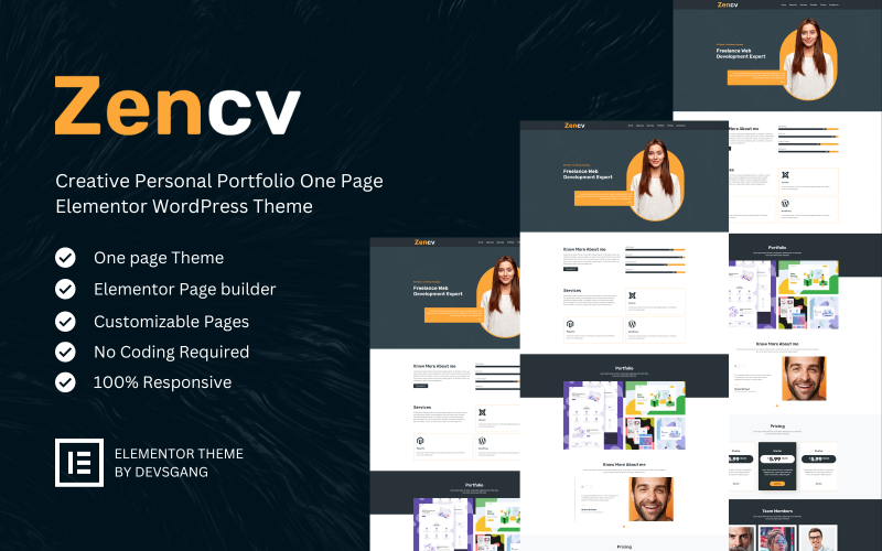 Zencv – Thème WordPress Elementor pour portfolio créatif