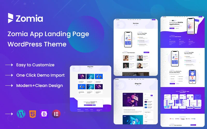 Thème WordPress Zomia App Landing