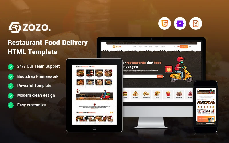 Zozo – Modèle de site Web de livraison de repas au restaurant